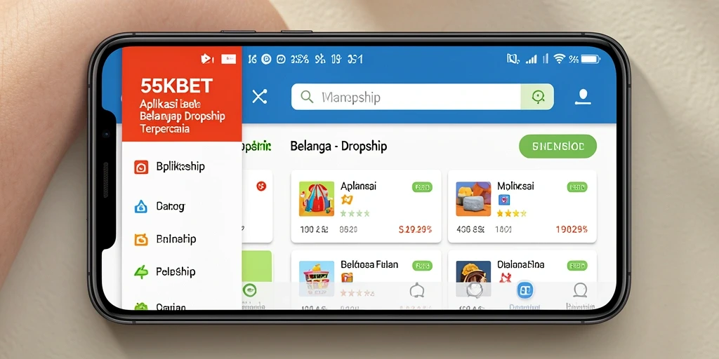 Antarmuka aplikasi 55KBET untuk belanja dan Dropship.
