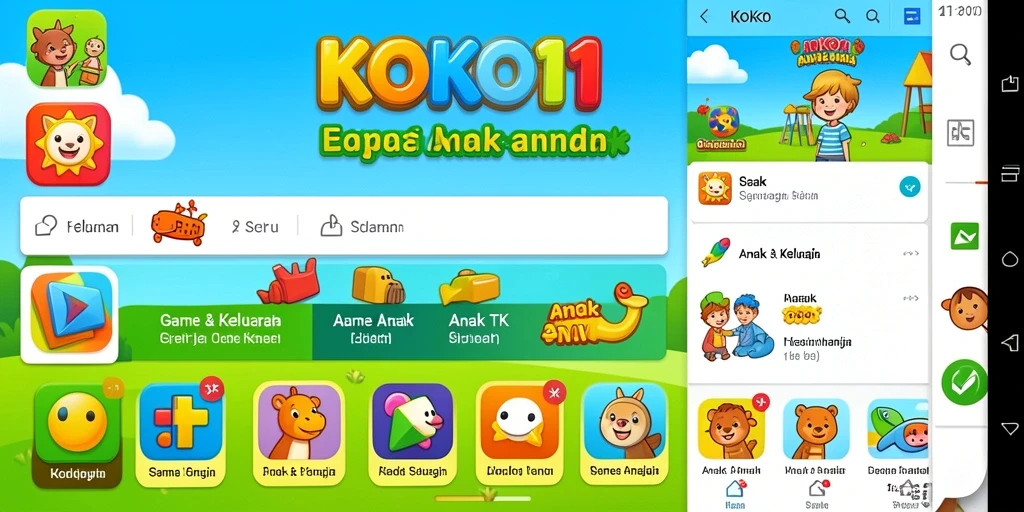 Tampilan antarmuka KOKO11 yang cerah dan ramah anak.