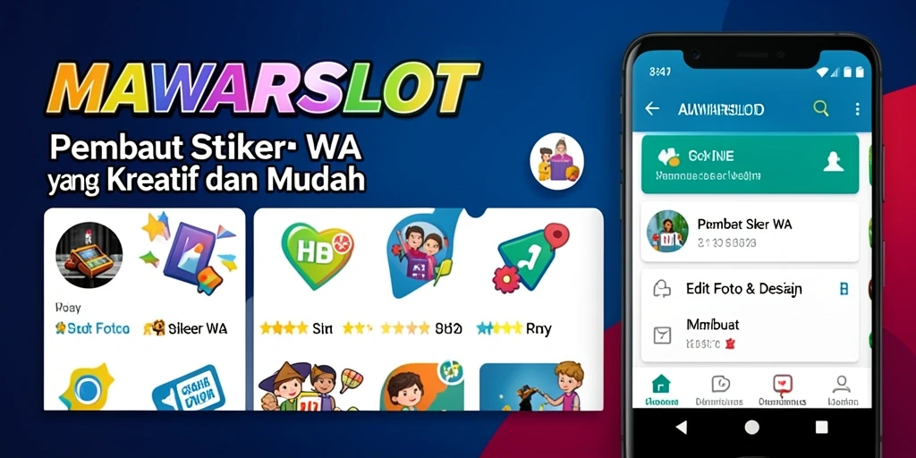 Screenshot utama MAWARSLOT menampilkan antarmuka pengguna yang ramah dan fitur desain stiker yang lengkap.