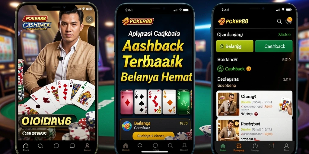 Antarmuka aplikasi POKER88 yang menampilkan fungsi Cashback secara menarik.