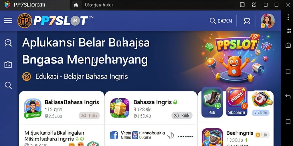 Tampilan antarmuka aplikasi PP7SLOT untuk belajar bahasa Inggris.